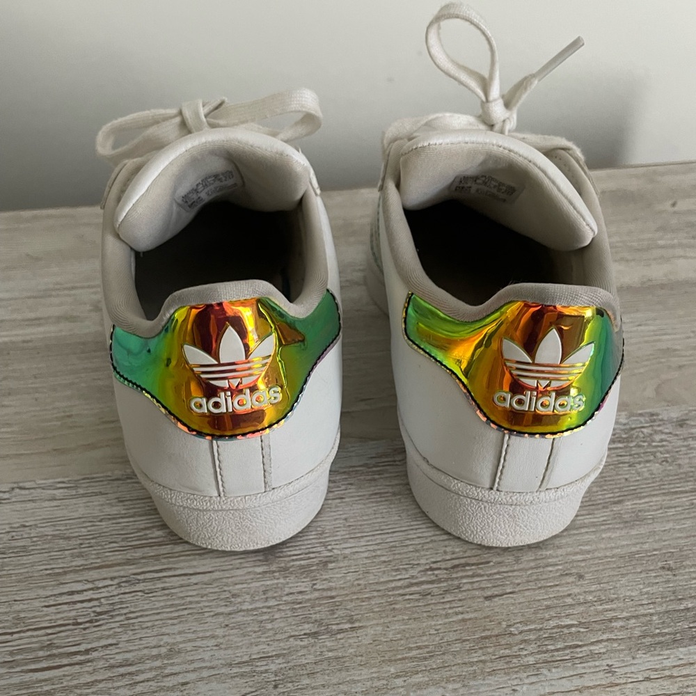 adidas Kids White Sneakers with Multicolor Stripes - Picture 6 of 13